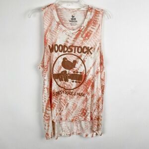 Wanderlux Woodstock Tank Top Women Medium Orange Tie Dye High Low Boho